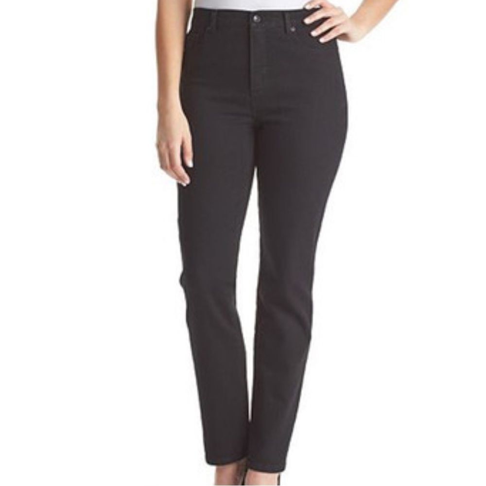 Gloria Vanderbilt Amanda Gray Straight Leg Jeans Size 16 High Rise Stretch comfy